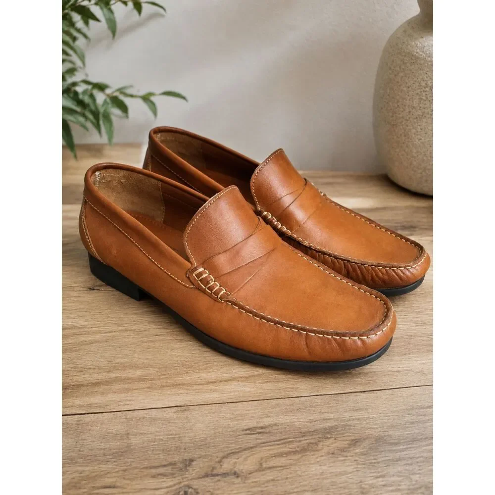 Sandro Moscoloni Men’s 10.5 D Brown Leather Penny Loafer Dress Shoes Brazil